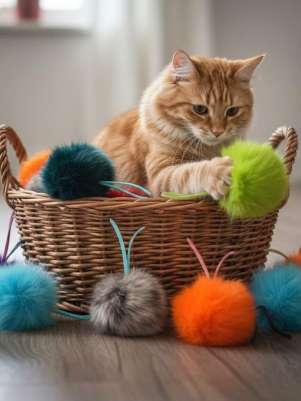 5 Piece Set of Handmade Organic Catnip Fur Ball Cat Toys
